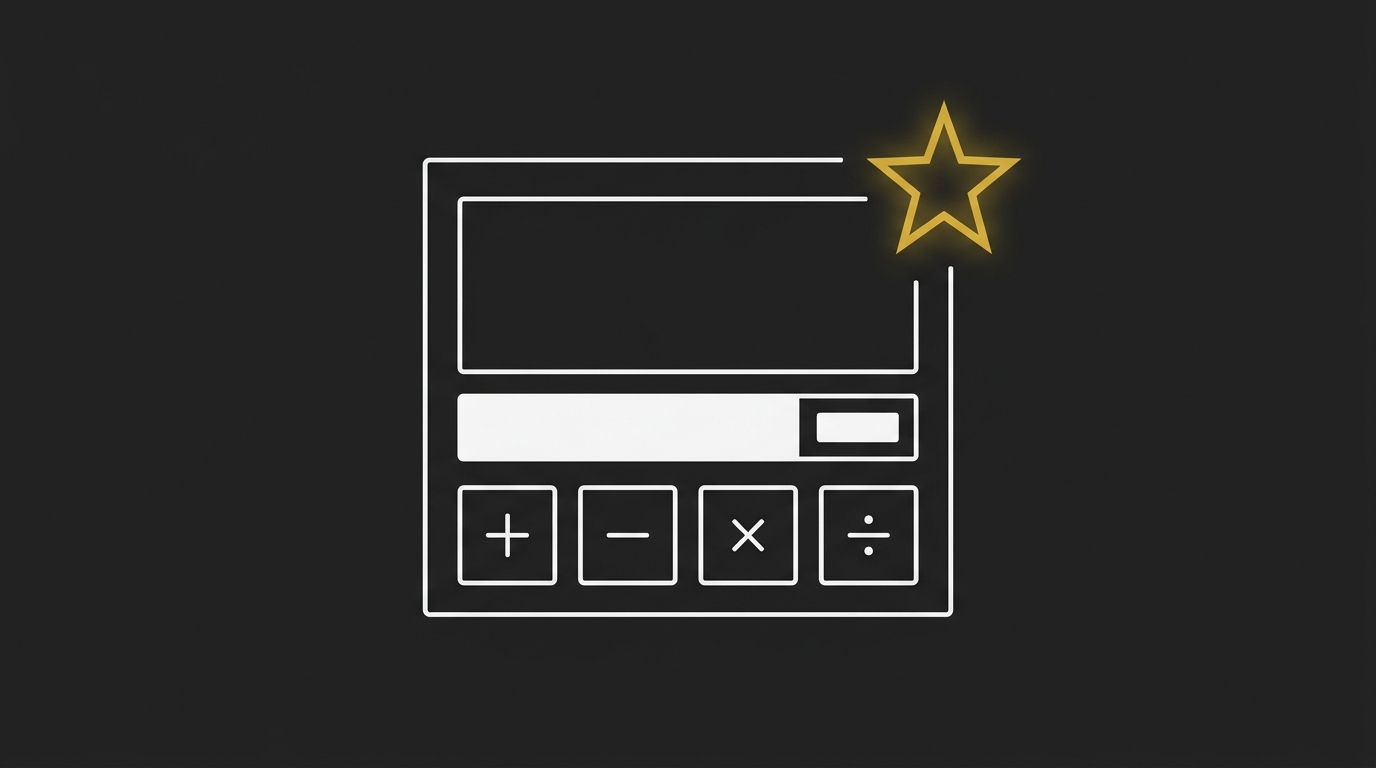 Abstract representation of a digital calculator interface with a glowing gold star bookmark symbol.