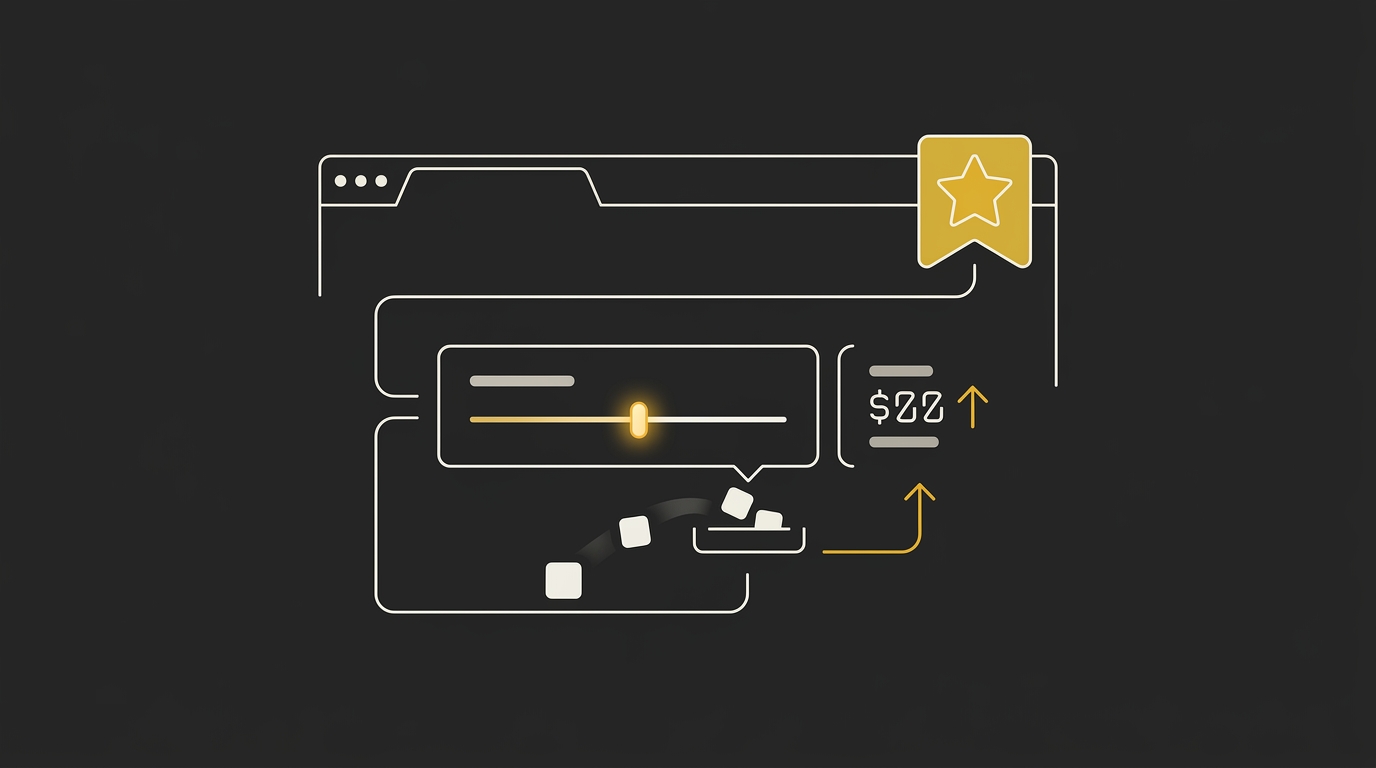 A wireframe web browser mock-up featuring a prominent gold star bookmark icon.