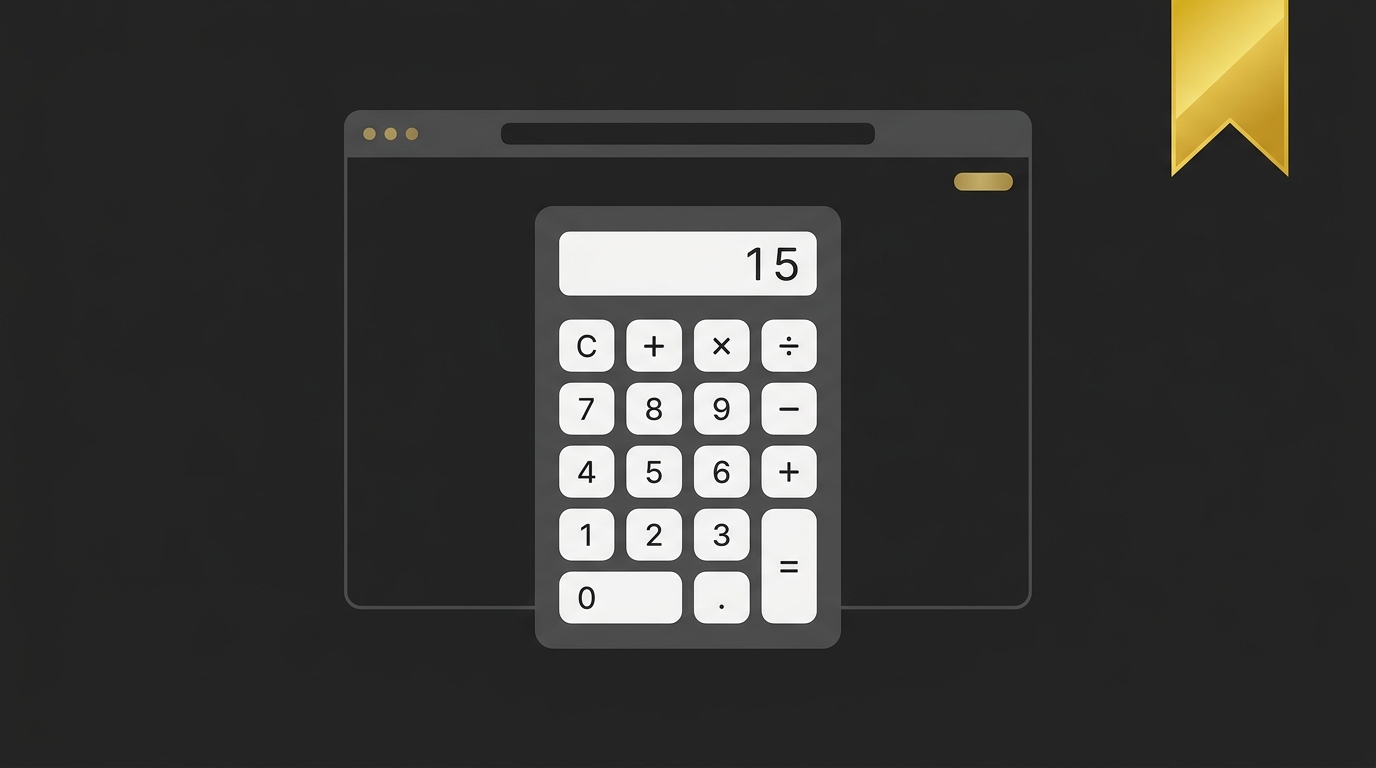 Abstract dark browser UI mockup featuring a prominent gold bookmark ribbon flag in the corner.