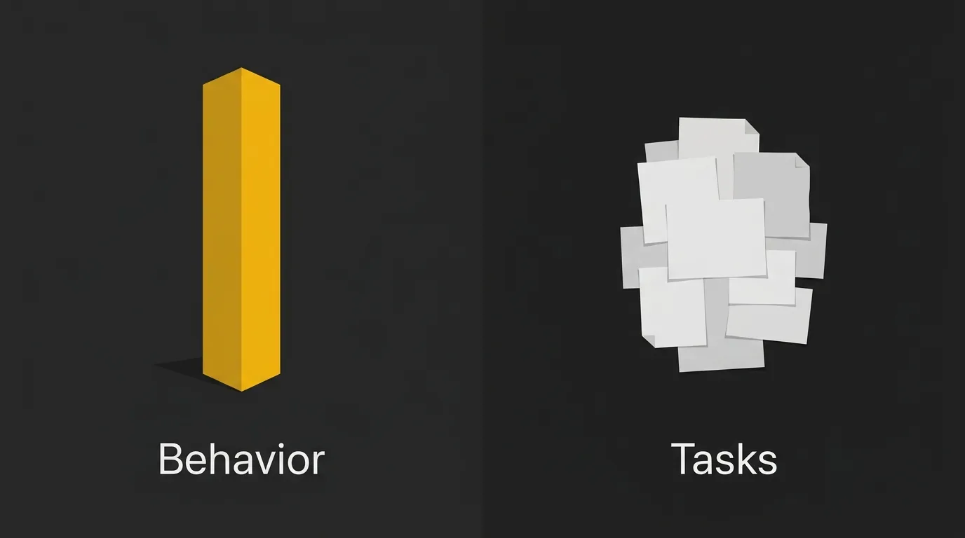 A visual comparison between the stable, behavior-defining system layer and the shifting, task-specific user layer