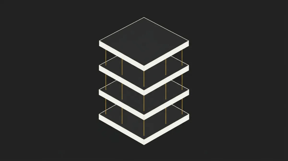 An isometric structural stack representing a modular context pack built to prevent session drift
