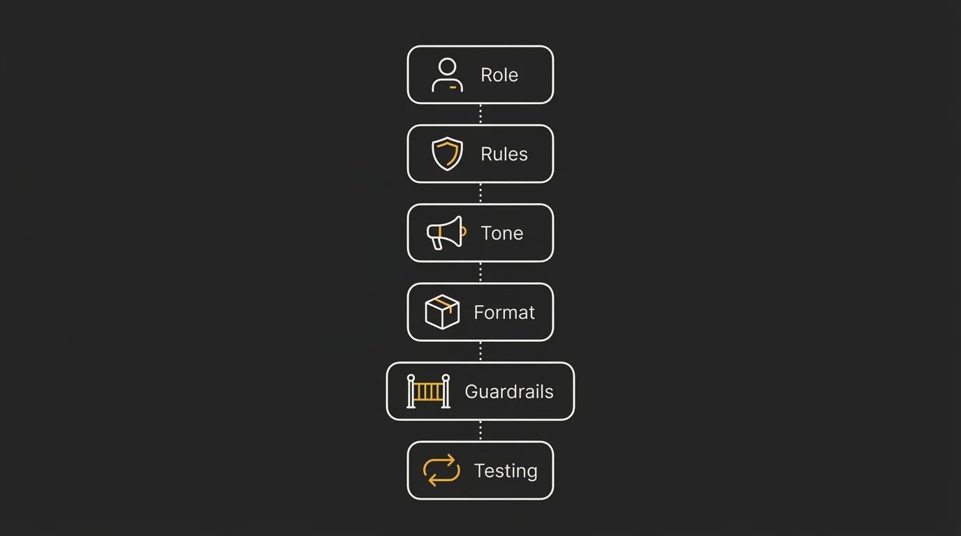 A step-by-step visual process for constructing a system prompt