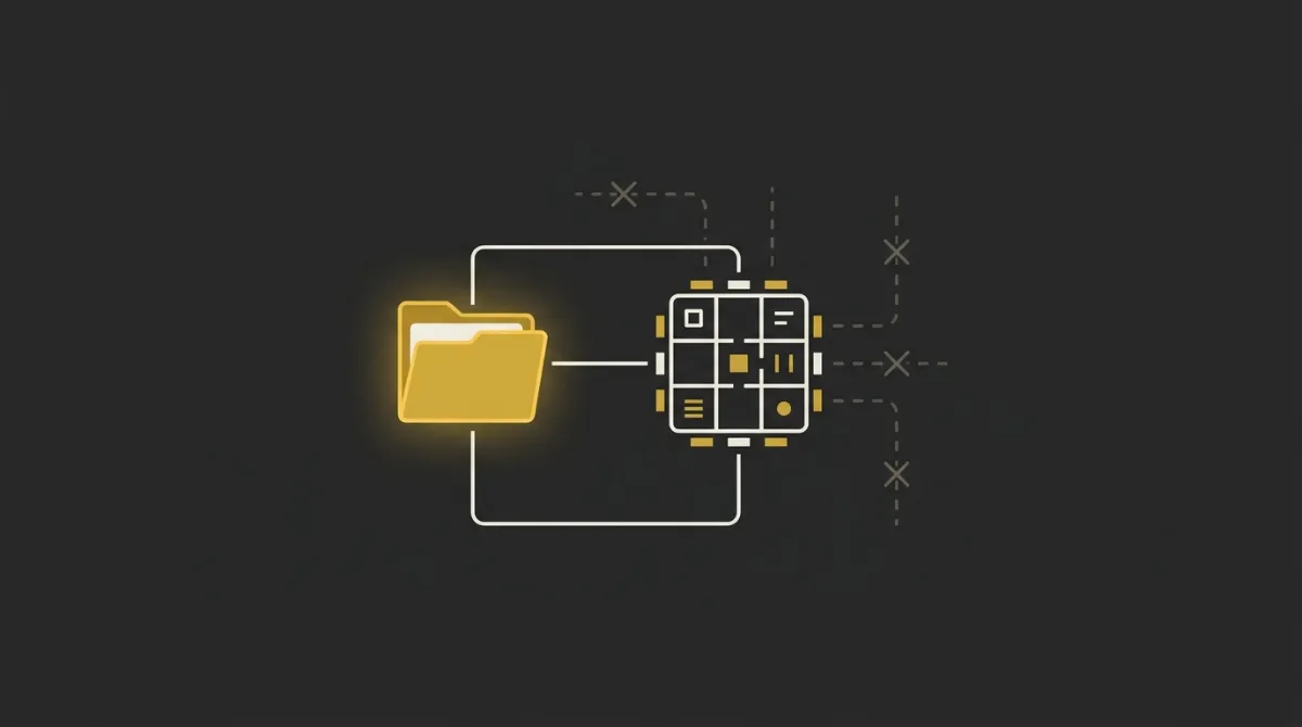 A schematic of a model node securely grounded to a local folder rather than querying the open web